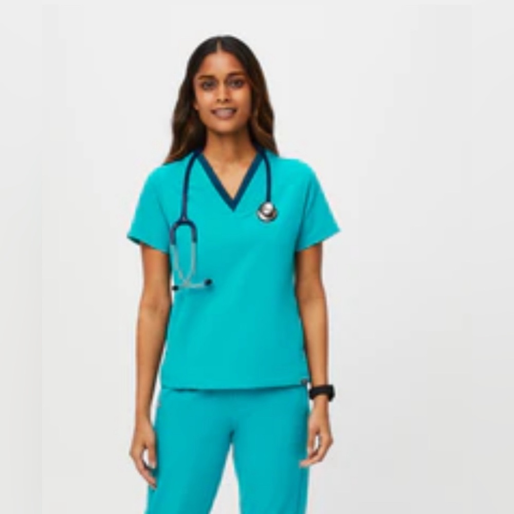 FIGS LIMITED EDITION COLOR - Teal Oran Slim Scrub Top